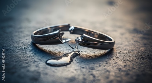 Heartbroken symbol broken ring on breakup day representing love lost