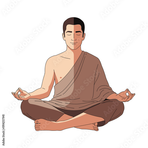 Man Meditating in Lotus Pose, Zen Buddhism, Inner Peace, Mindfulness, Yoga