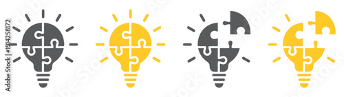 Abstract light bulb with puzzle pieces concept for ideas innovation and problem solving