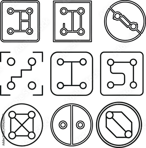 Collection of various geometric and schematic diagrams