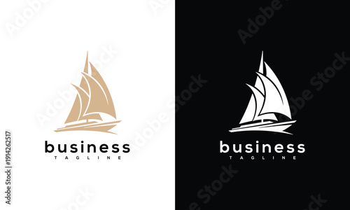 Luxury Sailboat Yacht Logo Vector for Business Branding and Marine Company Identity.