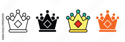 Royal crown icon vector. Leadership symbol for premium quality, champion success, authority, and luxury ranking set. Vector illustration.