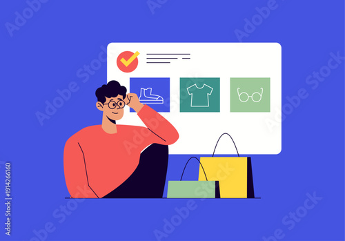 Man looking at online shopping options