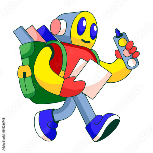 Flat style illustration showing a traveller