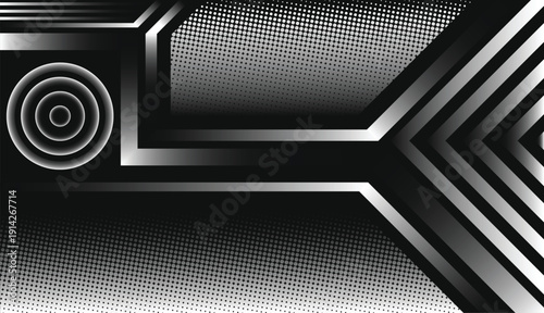 Futuristic dark chrome geometric vector background for technology design. Template for Banner, background and etc.
