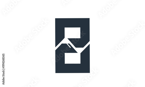 Abstract geometric logo design featuring two connected block-like shapes with a central jagged line resembling mountain peaks, symbolizing strength, balance, and modern structural integrity