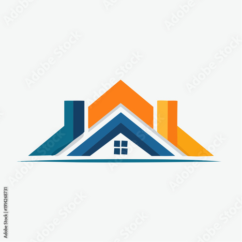 Colorful Abstract Roof Icon Symbolizing Housing And Real Estate