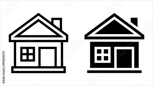 House icon set. Minimalistic house icon design in black and white.