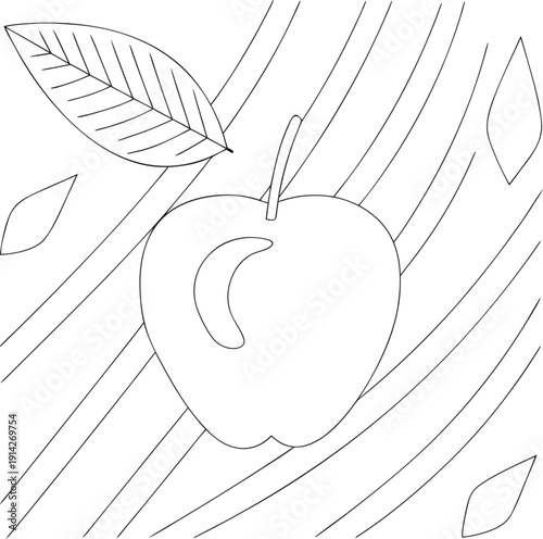 Apple Orchard Fruit Tree Branch Line Art Coloring Page Vector Illustration For Kids Education And Healthy Eating Concepts