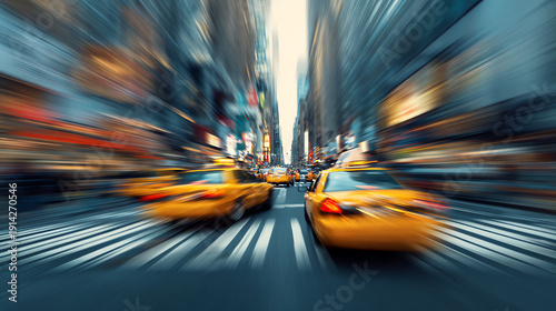 yellow cabs, AI generated