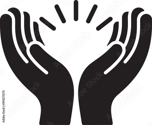 Praying hands icon on white illustration