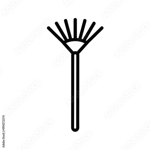 Garden rake illustration in minimalist line art style  