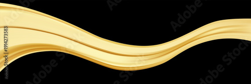 One stripes ribbon golden graphic with a gold wave curve.