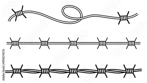 Barbed Wire Vector Illustration Set