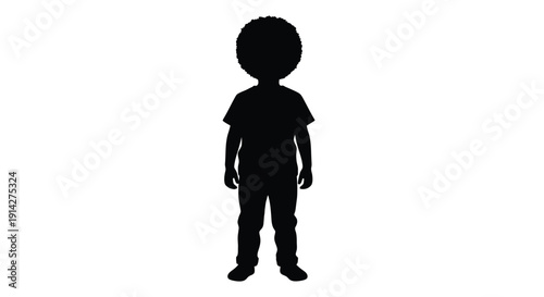 A black silhouette of a child standing facing forward