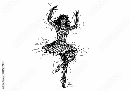 Dancing Woman Sketch A Dynamic Representation of Graceful Movement and Artistic Expression
