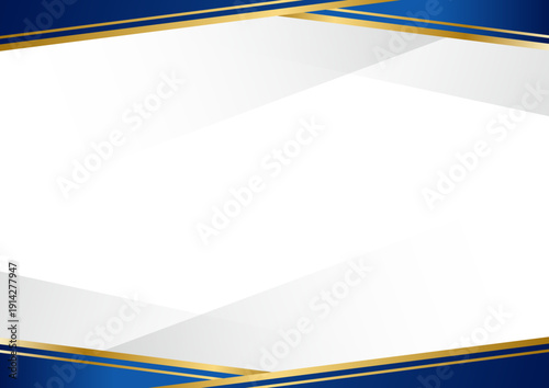 高級感のあるブルー×ゴールドのビジネス背景フレーム素材