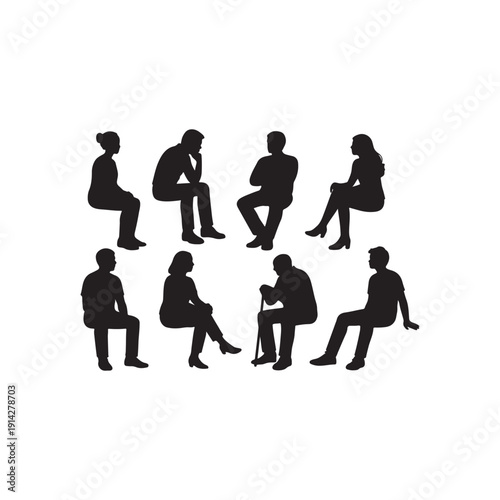 Casual and Formal Seated Human Silhouettes