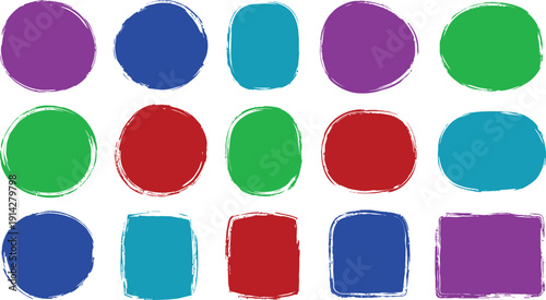 A colorful abstract illustration of painted shapes on a white background