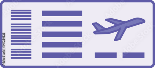 Colored Flight Ticket Icon. Vector Illustration. Airline Travel Document. Migration Concept
