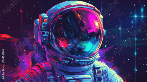 Astronaut floating through the colorful cosmos, filled with stars and nebulas AI Generative