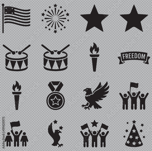 Cute Easter themed icons including decorated eggs, bunny, chick, egg basket, and spring flowers for holiday decorations.