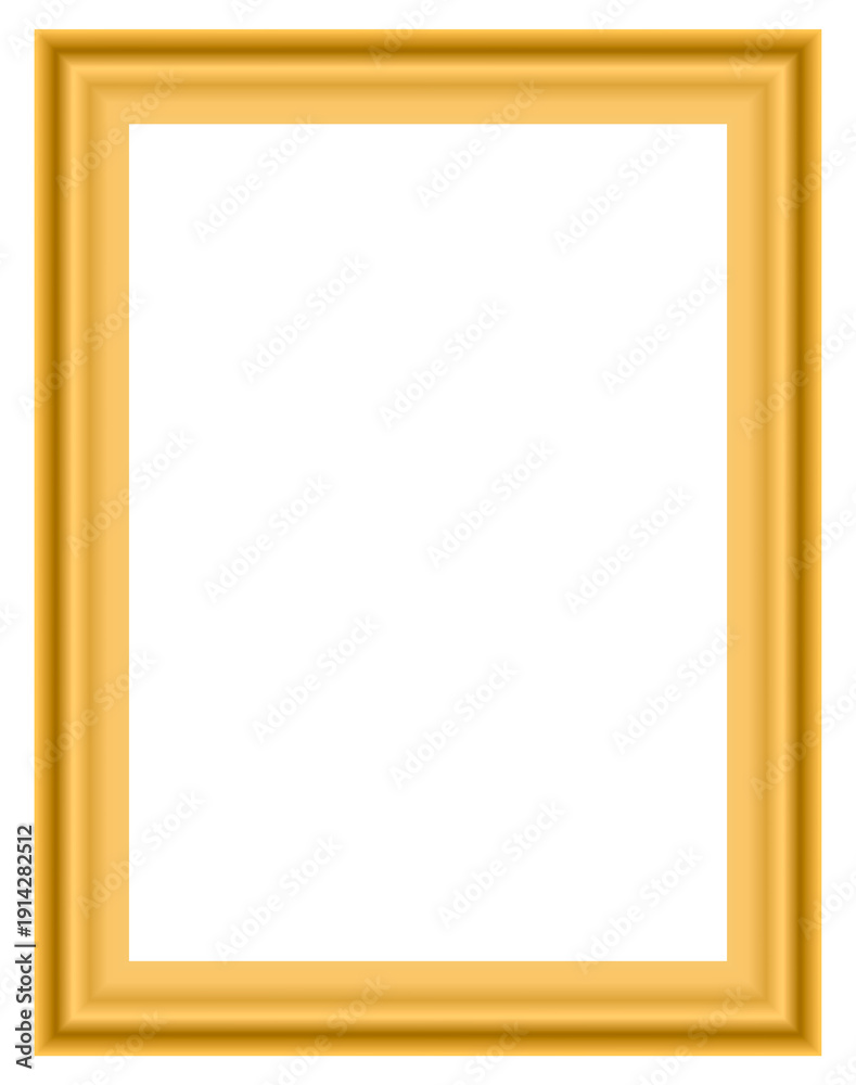 Obraz premium Classic golden rectangular frame with layered metallic border, luxury empty template for certificates, artwork display, and elegant decor