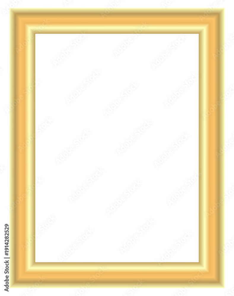 Obraz premium Soft gold rectangular frame with bright metallic gradient border, elegant blank template for posters, certificates, and decor