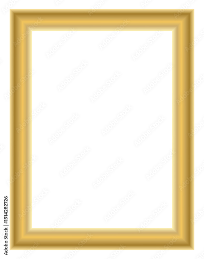 Obraz premium Classic golden picture frame with soft glowing border effect, luxury rectangular photo frame template isolated