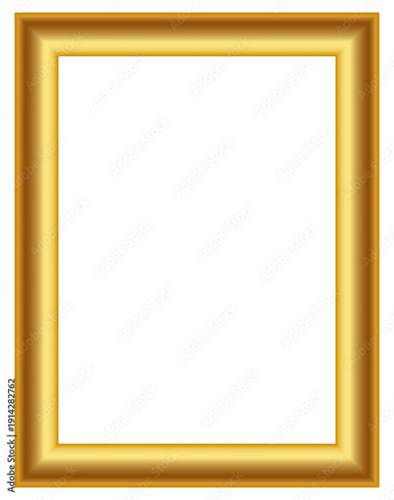 Obraz premium Vintage style golden rectangular picture frame with bold metallic border template isolated background