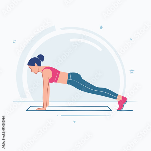 Woman performing a plank exercise for fitness
