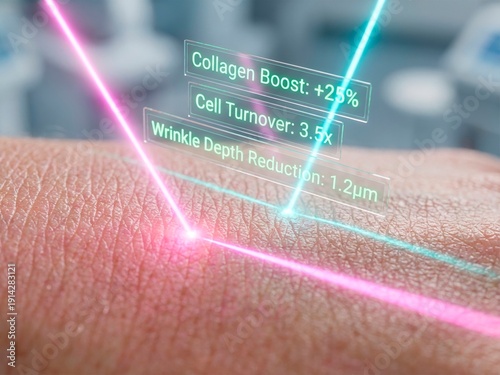 Extreme Macro of Skin Receiving Laser Treatment with Holographic Panels
