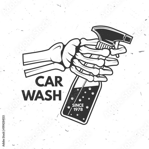 Car wash logo, emblems, badges and icons. Vector. Template for car wash logo, cleaning car, washing and service with cleaning equipment.