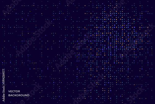 Halftones geometric dots gradient and pop art texture. Vector illustration. Color Abstract dot, Gradient halftone dots for background pattern. Noise grain dust pattern.