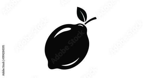 Lemon Silhouette Icon on White Background