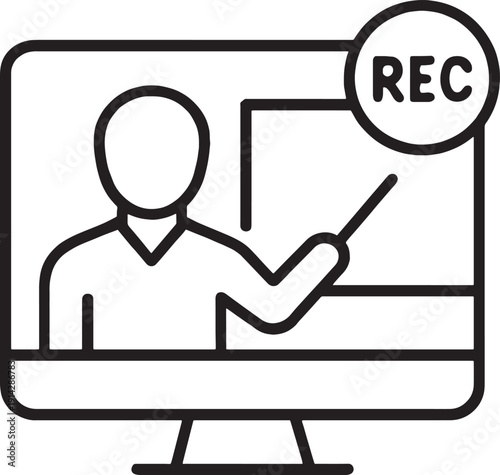 Screen recording video tutorial online education presentation icon design