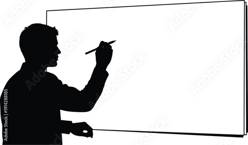 Man draws rough sketches on a whiteboard with a marker