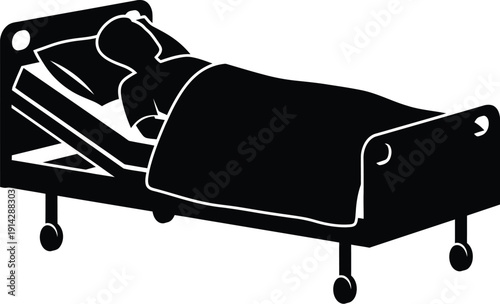 Person resting comfortably in a hospital bed with a soothing atmosphere