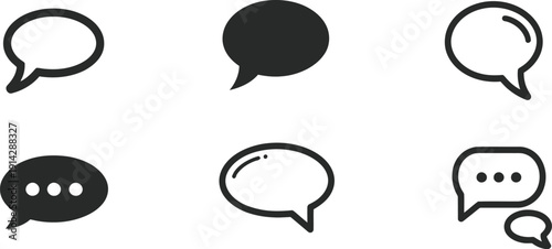speech bubble icon set for chat communication and social media messaging