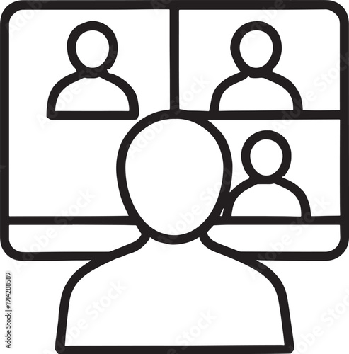 Online meeting video conference people icons on screen  remote work