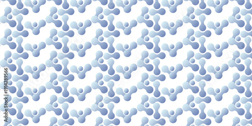 Seamless background with blue metaballs, abstract geometric shapes . Connected figures of liquid molecules. Minimalistic abstract shape.