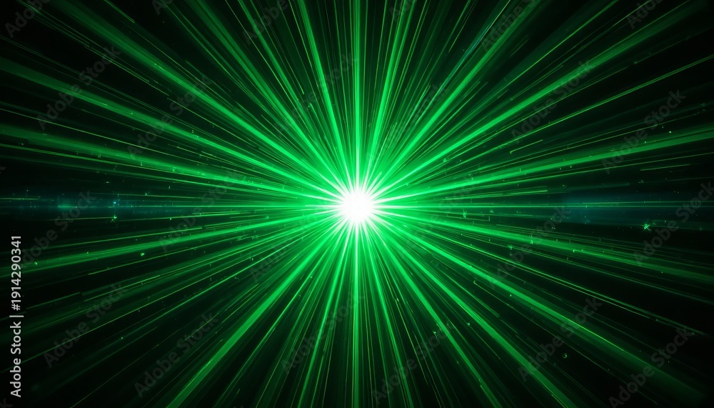 Obraz premium Vibrant green light explosion with dynamic energy rays