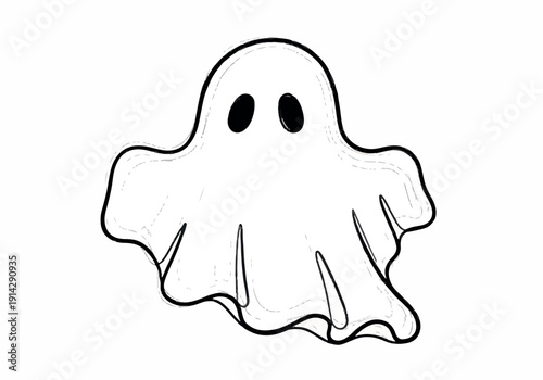 Simple and cute illustration of a friendly ghost, perfect for Halloween and spooky themes