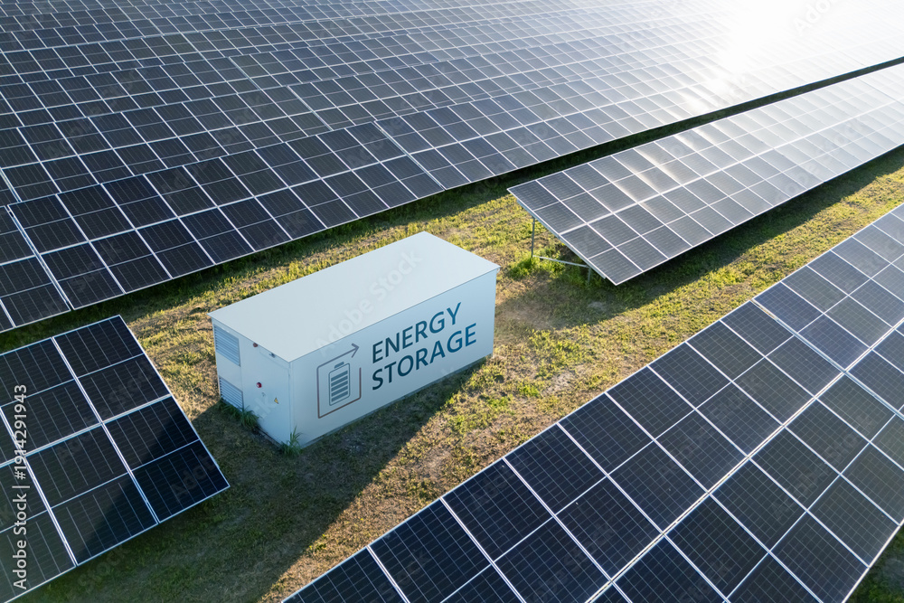 Ταπετσαρία Aerial view of solar power station with energy storage