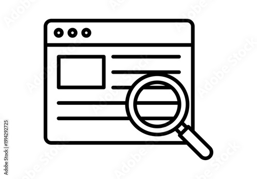 Ventana de navegador web con lupa de búsqueda