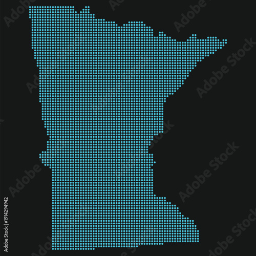 Εκτύπωση καμβά Minnesota Light Blue Point Grid Map on Black: Rosemount and Becker Data Center Clusters