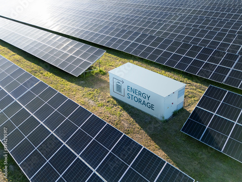 Wallpaper Mural Aerial view of solar power station with energy storage Torontodigital.ca