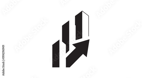 Modern abstract logo design with geometric shapes and arrow.