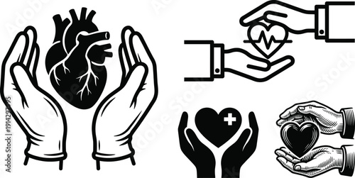 Doctor hands holding human heart symbol vector