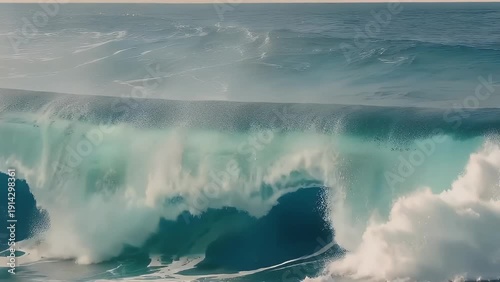 Expansive Azure Marine Abstract Aquarelle Patterned Backdrop with Painted Aquatic Waves